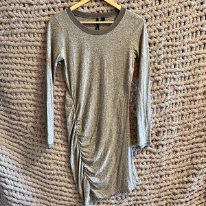 Joe's Jeans Grey Long Sleeve Jersey Knit Ruched Dress Size Medium